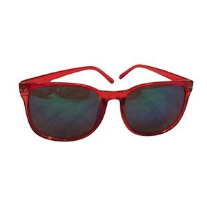 90 Funky Revo Reflective D-Frame Lucite Red Silver